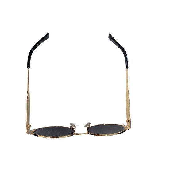 EBJDE Gold & Black Oval Sunglasses With Dark Lenses For Men & Women - Picture 3 of 4